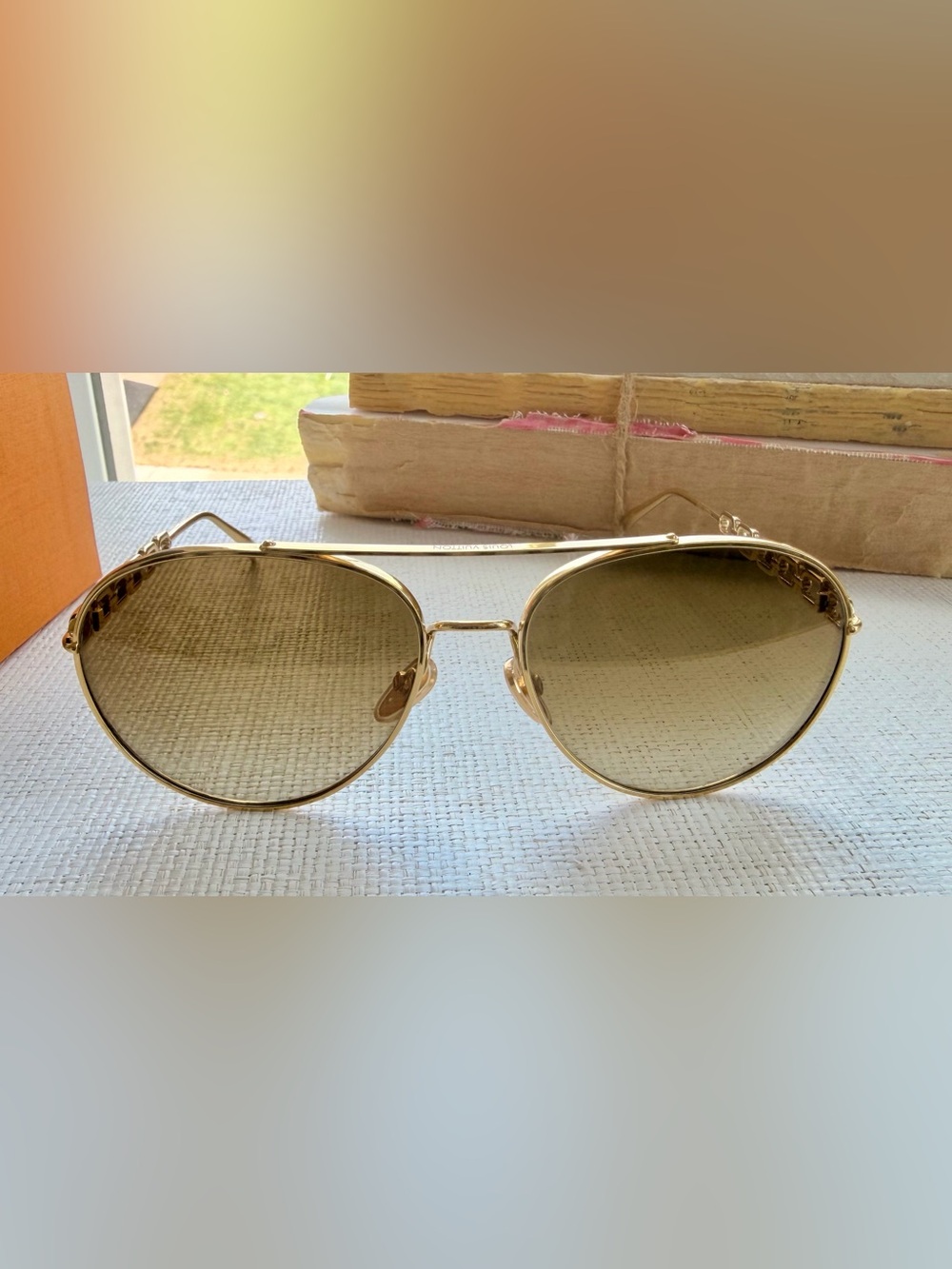 Women’s Louis Vuitton Gold Frame Sunglasses with Gold-Tinted Lenses